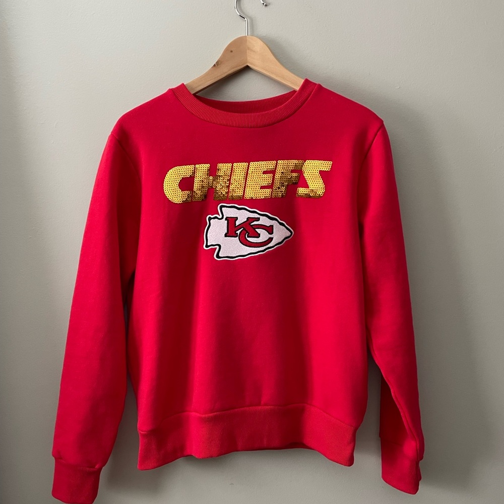 Kansas City Red Sequin Chiefs Sweatshirt - women’s s - NFL